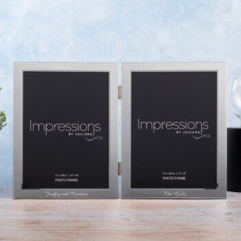 Personalised Matt/Shiny Silver 6" x 8" Double Photo Frame